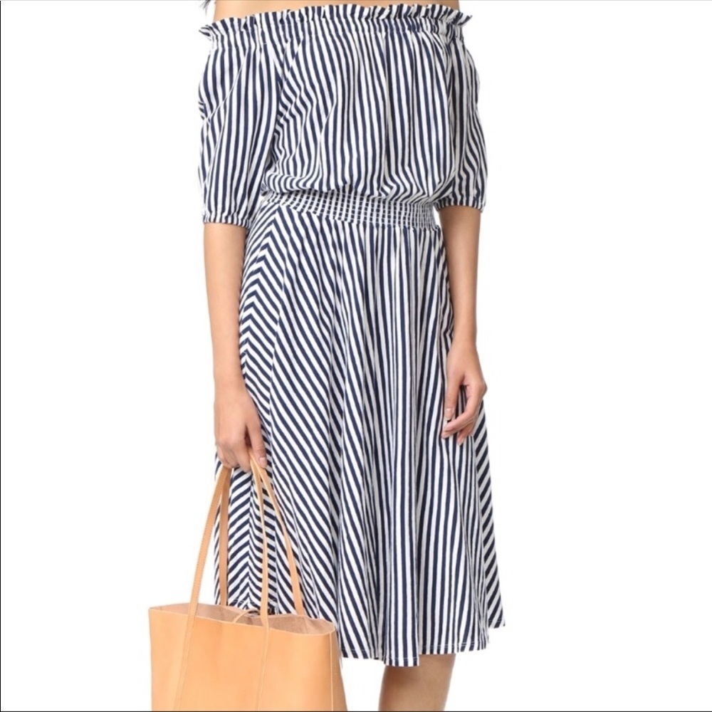 MDS Mark D Sikes Navy Stripes Bardot peasant dress nautical